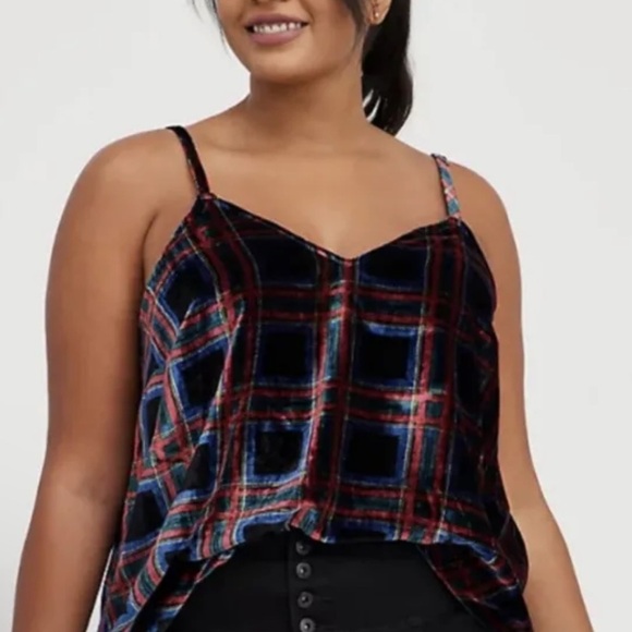 Torrid Sophie Velvet Plaid Swing Cami Size 0 (12) - Picture 1 of 3